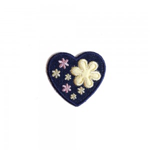 Iron-On Patch - Blue Jeans Heart with Yellow Flower